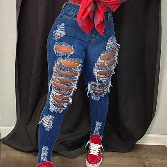 Distressed Slim Fit Skinny Jeans - Picture 1 of 6